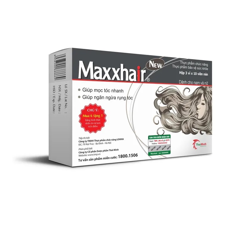 MAXXHAIR Hộp 30 viên - Viên uống mọc tóc, giảm rụng tóc, biotin maxhair chính hãng