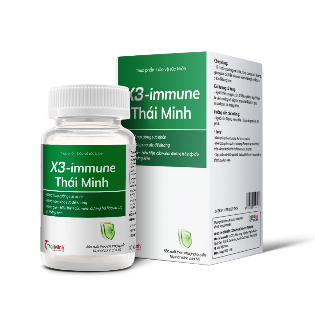 X3 Immune (Hộp 30 viên) - Xuyên tâm liên, tăng đề kháng (x3-immune, imune)