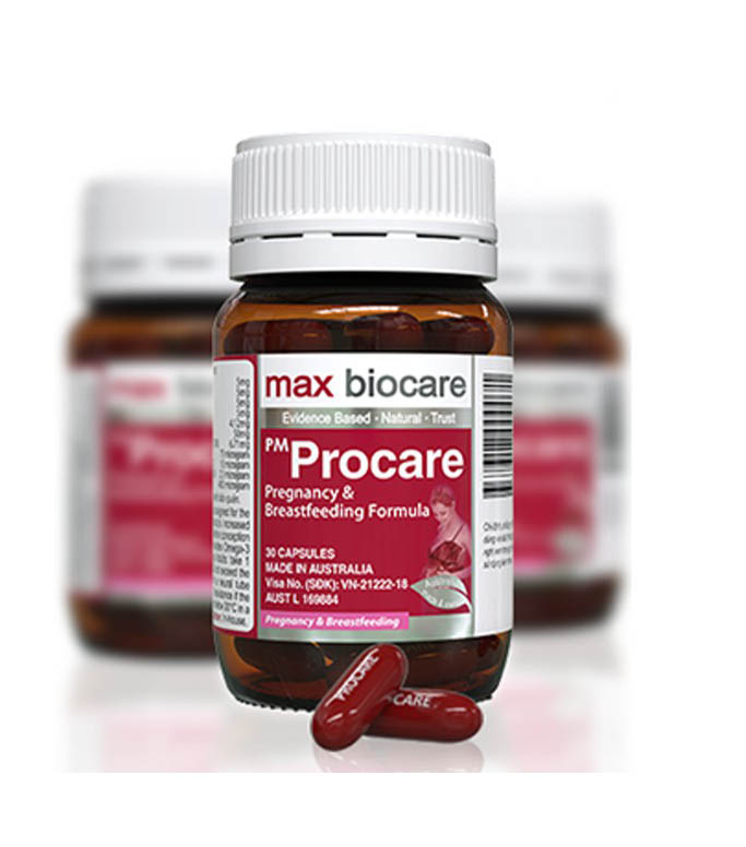 PM PROCARE (Lọ 30 viên) Max Biocare - Vitamin, khoáng chất cho phụ nữ mang thai, cho con bú [pmprocare, prokare]