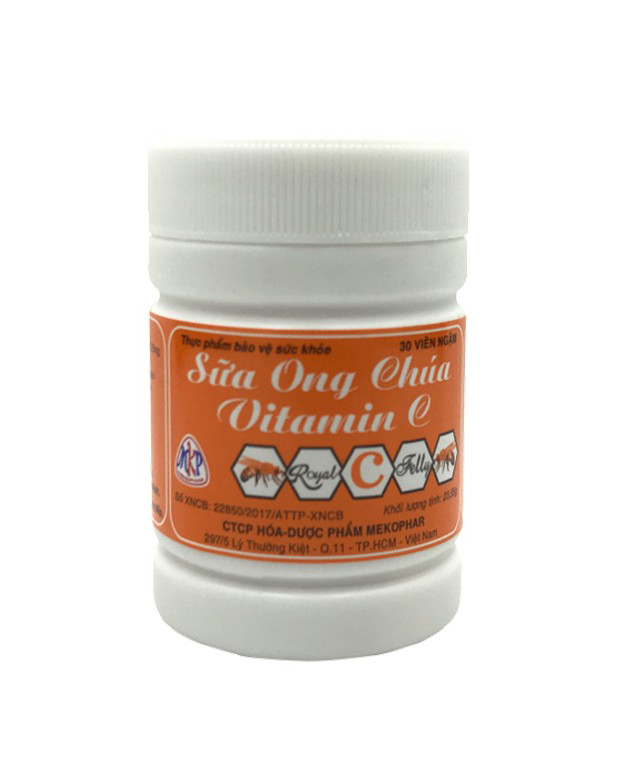 Viên kẹo ngậm sữa ong chúa vitamin C Mekophar (Lọ 30 viên) [Mekopha, kẹo c sữa ong chúa]