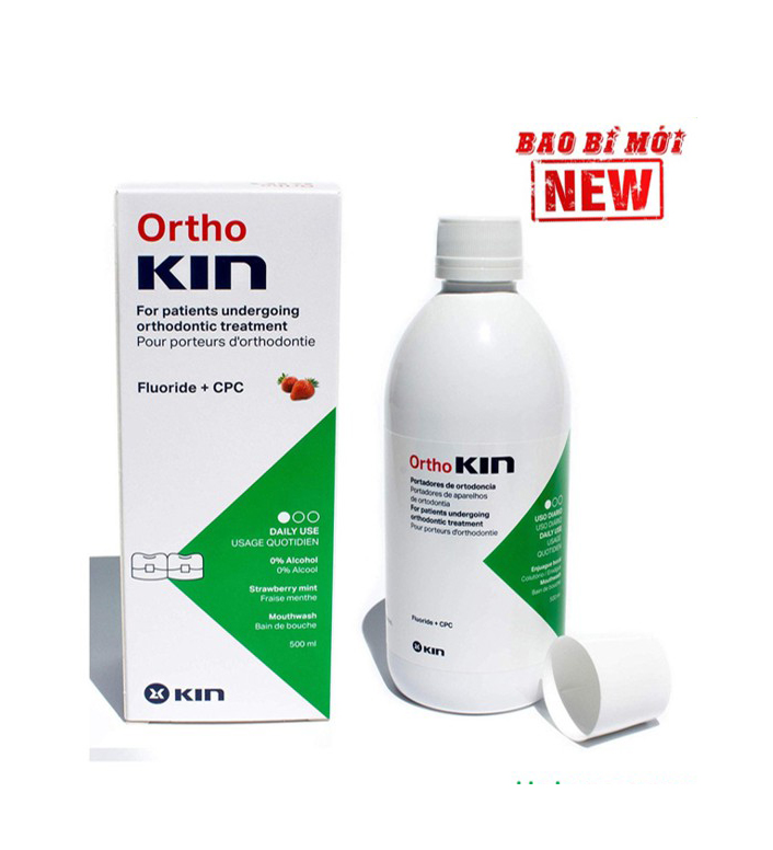 Ortho KIN 500ml - Nước súc miệng cho răng niềng, chỉnh nha [Orthokin, ortokin]