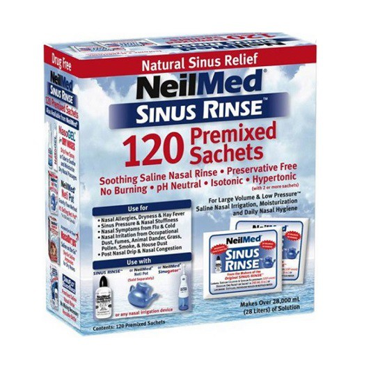 Hộp 120 gói muối rửa mũi NeilMed Sinus Rinse 120 sachets - Dành cho người lớn