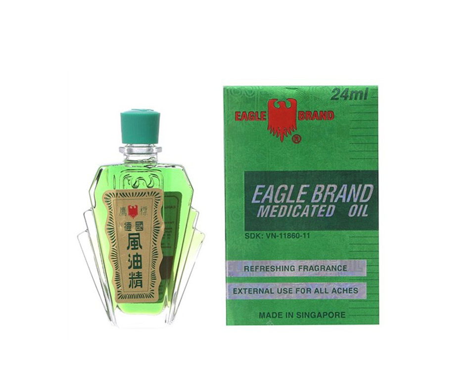 Dầu gió xanh con ó Eagle Brand 24ml - 1 một nắp, 2 hai nắp