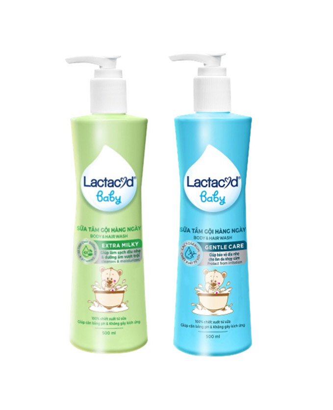 Sữa tắm gội trẻ em hằng ngày Lactacyd Baby Mới / New (Extra Milky, Gentle care) ngừa rôm sảy, hăm kẻ, lactacyd bb